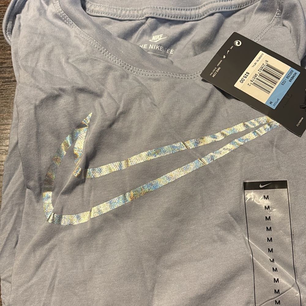 Nike Light Blue T-Shirt with Holographic Logo